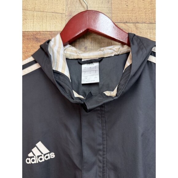 Adidas Men Tango Windbreaker Hood Jacket Black White Hooded Large - Picture 4 of 7
